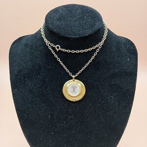 Vintage Watch Necklace for Women Lucerno Gold Tone Regency